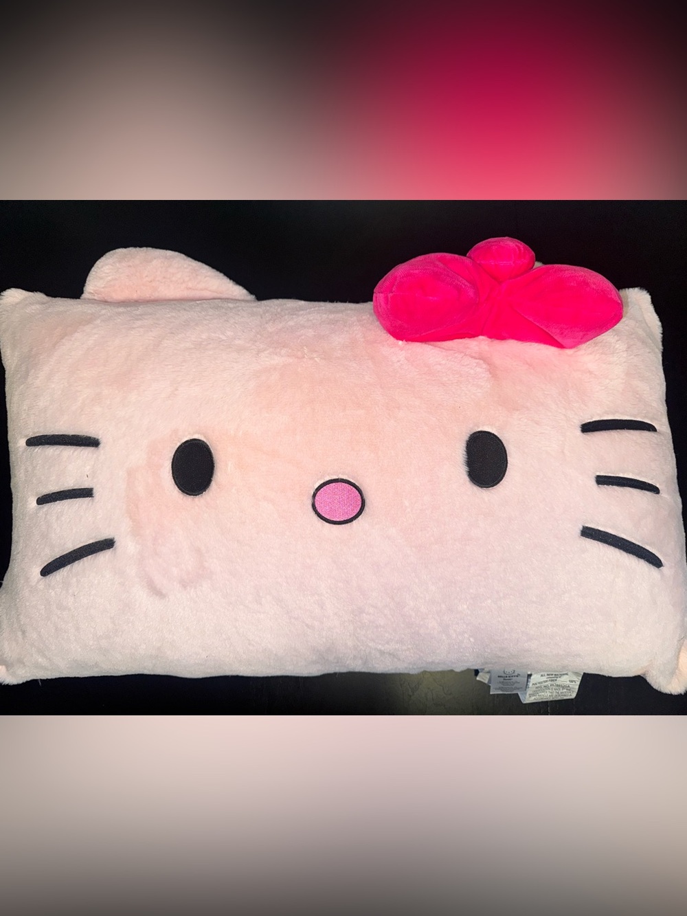 XL Pink Plush Character Pillow with Hot Pink Bow